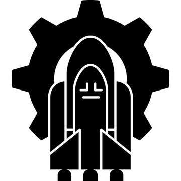 Aerospace rocket gear flat design icon vector illustration