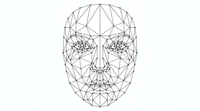 Human face wireframe line art