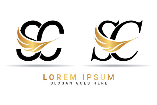 SC Gold Swoosh Monogram Logo Design Template