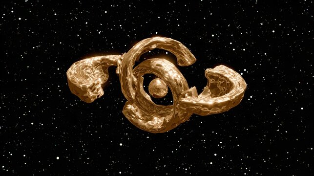 unstable. Molten gold forming impossible geometric shapes in zero gravity, defying physical laws. product launch decks, UI/UX mockups, designed for data visualization dashboards and holographic UIs.