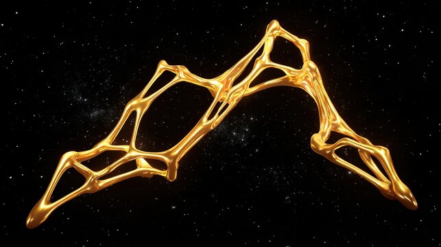 unstable. Molten gold forming impossible geometric shapes in zero gravity, defying physical laws. product launch decks, UI/UX mockups, designed for data visualization dashboards and holographic UIs.