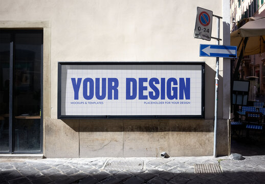 Mockup Of Customized sign on building