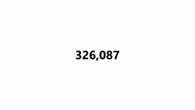 Number counter animation from 0 to 500000 numbers on a transparent background, Animated counting Numbers from zero to 5 lac with alpha channel, Counting number animation in 4K for likes and views