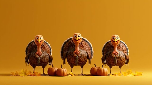 Cute Thanksgiving Family &mdash; a charming, hyper-realistic cute turkey happily dancing  creating a warm and joyful Thanksgiving moment.