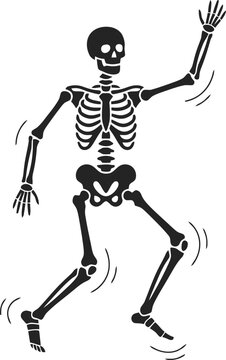 Cartoon skeleton dancing isolated on white background