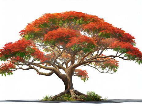 delonix regia tree isolated ai generated by png