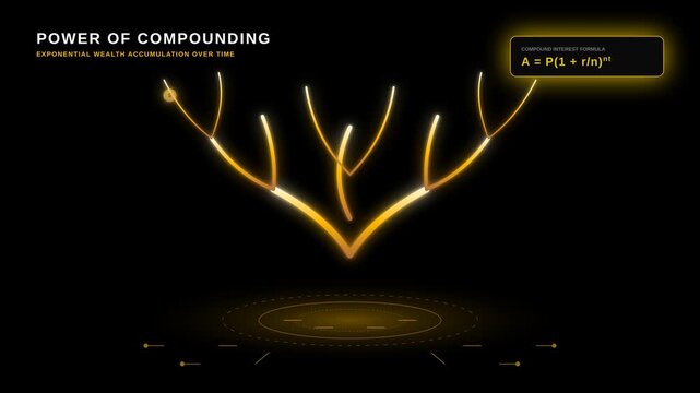 Abstract Digital Visualization of Compound Interest Growth and Wealth Accumulation Concept