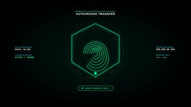 Futuristic Biometric Fingerprint Authentication Interface for Secure Digital Financial Transactions