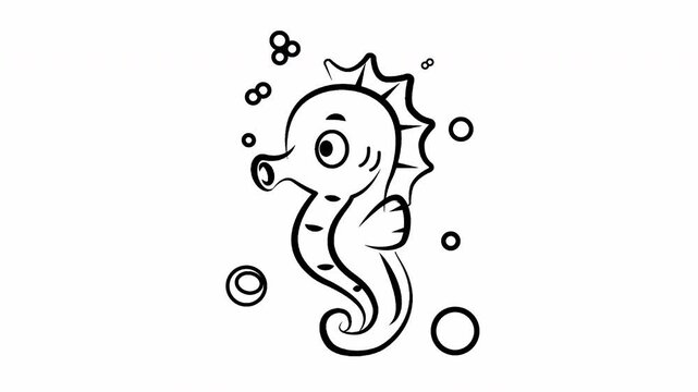 seahorse animal swimming in water among bubble