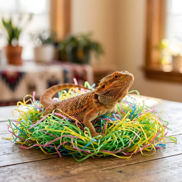 Easter Bearded Dragon On Grass