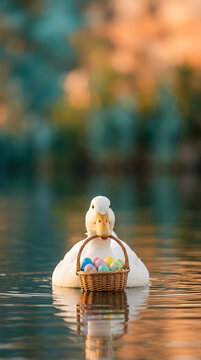 Easter Duck with Egg Basket