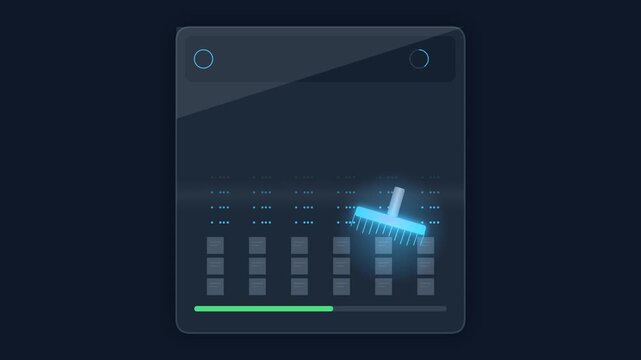 Digital Data Cleaning Concept with Glowing Rake Removing Junk Files