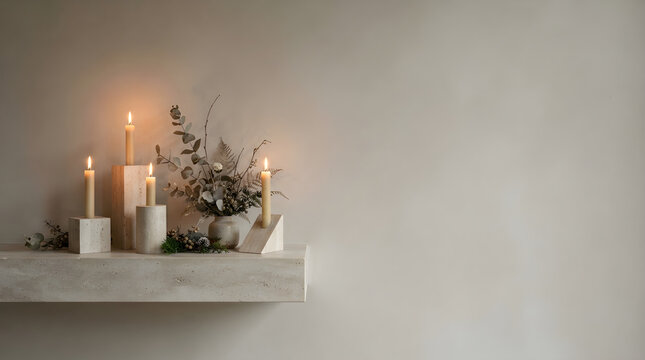 Limestone Mantel Shelf With Cand