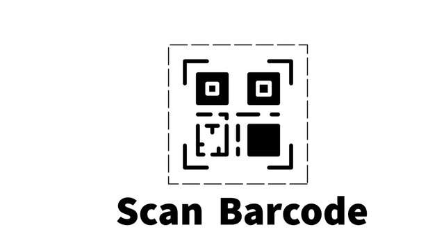 Scan Barcode QR Code Icon with Text Sign Vector