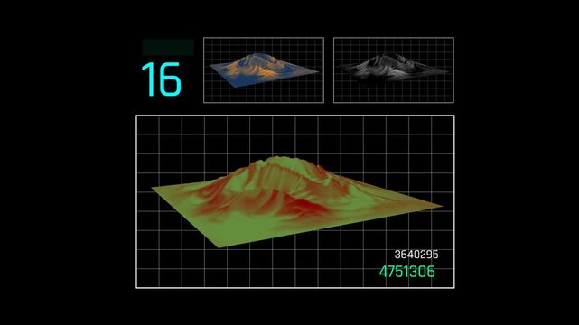 Futuristic 3D Terrain Height Map With Elevation Data Visualization