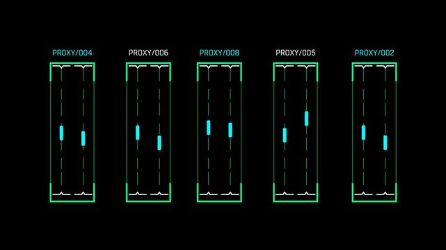 Futuristic Proxy Monitor With Multiple Vertical Channel Status Indicators