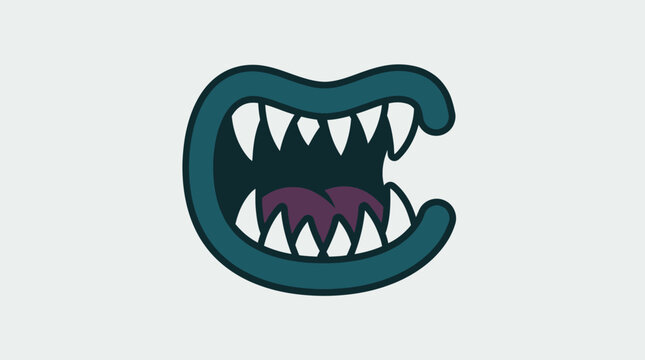 Cartoon Monster Mouth with Sharp Teeth.