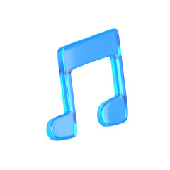 Fototapeta na wymiar A vibrant glowing blue glass music note symbol isolated on a solid rendered in a clean minimalist style for audio and sound.glass icon.3d render