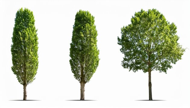 realistic poplar tree with slender trunk isolated for various design projects
