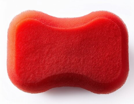 a red sponge isolated on a white background top view