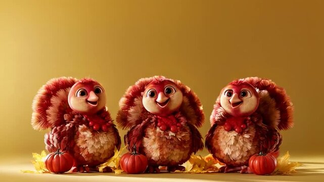 Cute Thanksgiving Family &mdash; a charming, hyper-realistic cute turkey happily dancing creating a warm and joyful Thanksgiving moment.
