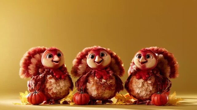 Cute Thanksgiving Family &mdash; a charming, hyper-realistic cute turkey happily dancing creating a warm and joyful Thanksgiving moment.