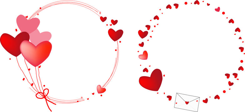 Decorative heart shaped frames for valentines day greeting cards