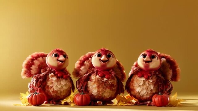 Cute Thanksgiving Family &mdash; a charming, hyper-realistic cute turkey happily dancing creating a warm and joyful Thanksgiving moment.