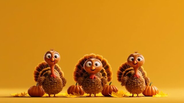 Cute Thanksgiving Family &mdash; a charming, hyper-realistic cute turkey happily dancing creating a warm and joyful Thanksgiving moment.