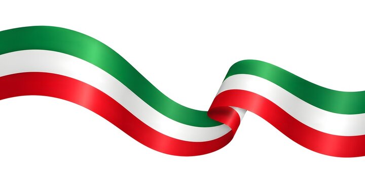 Italian Flag Waving Ribbon &ndash; Green White Red Tricolor Curved Wave Vector Illustration