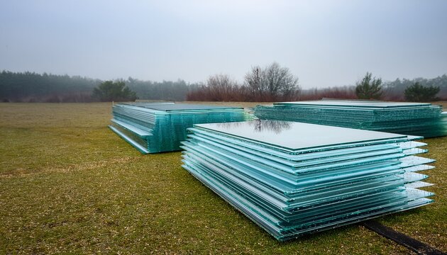 transparent tempered float glass sheets pile window material sample