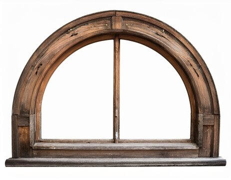 old weathered wooden window frame arched window frame cutout
