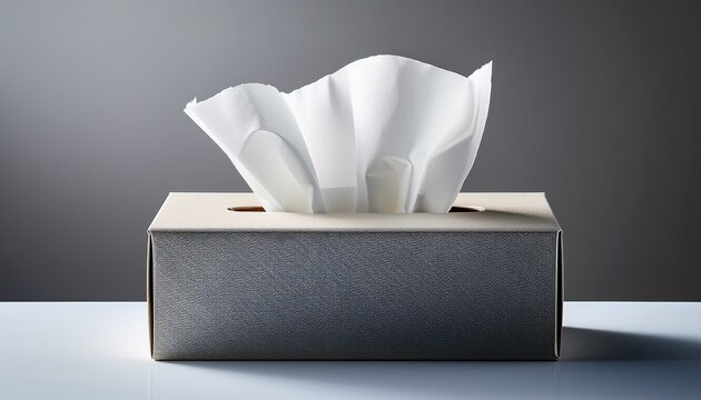opened tissue box on grey background for print design and mock up