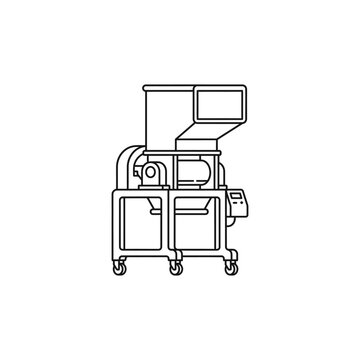 Industrial plastic granulator machine outline icon for recycling industry.