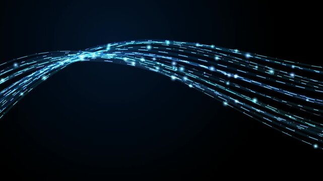 Abstract digital data stream with glowing light particles, representing highspeed internet connection and information flow technology 4k video