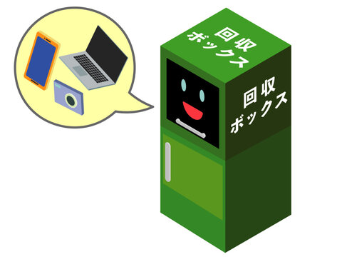リサイクル用小型家電回収ボックスのイラスト素材（ECO・ゴミ分別・SDGs）