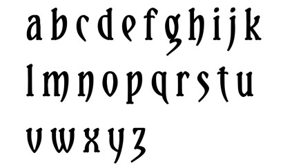 Lowercase fantasy style alphabet letters from a to z on a white background © MDfardous