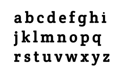 Lowercase alphabet letters in a classic typewriter slab serif font style © MDfardous