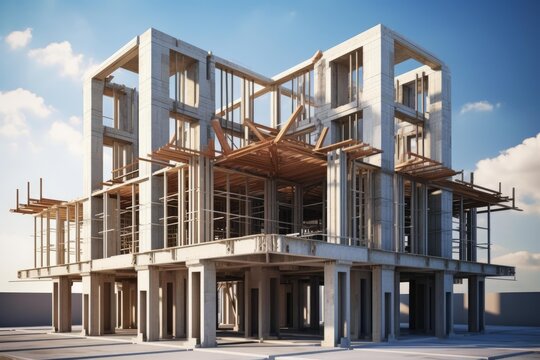 New building structure under construction on a commercial development site