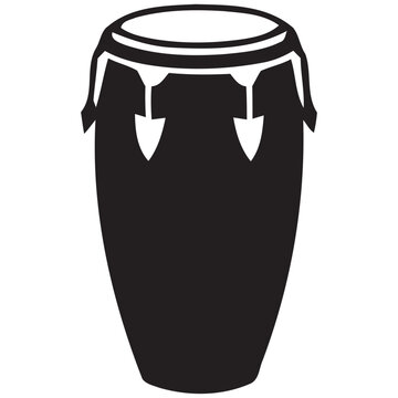 Traditional Afro-Cuban Conga  Drum Vector Graphic, Percussion Icon Isolated on White