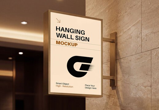 Hanging Wall Sign Mockup
