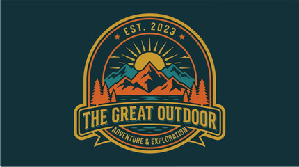 Fototapeta premium The Great Outdoor Adventure and Exploration Emblem Est 2023.