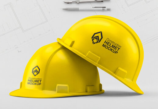 Construction Safety Hard Hat Helmet Mockup