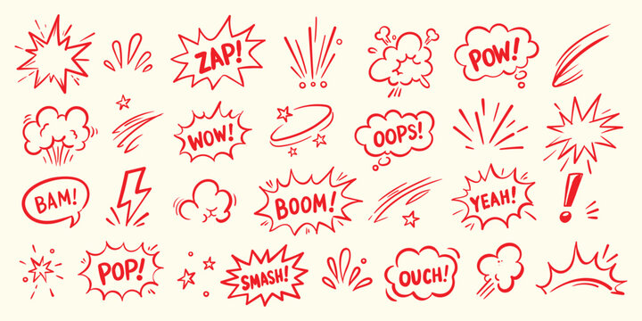  Comic book sound effects hand drawn illustration 