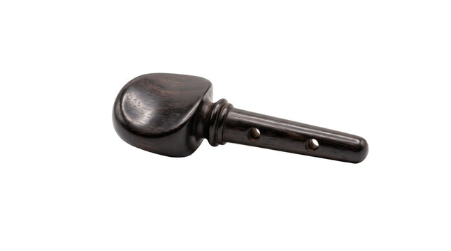 Ebony violin tuning peg on transparent background