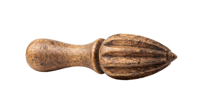 Vintage wooden lemon reamer on transparent background