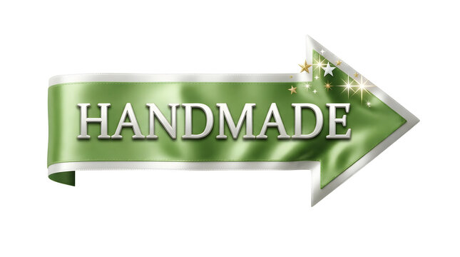 Handmade green arrow sign with metallic silver border and sparkling star accents