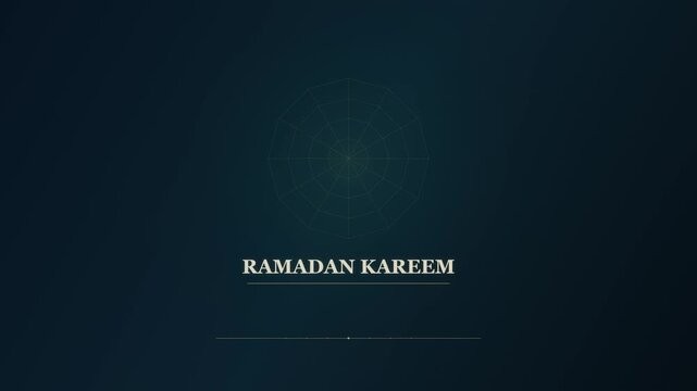 A serene dark display features the festive message Ramadan Kareem alongside a subtle geometric pattern to celebrate the holy month of fasting with respect and spiritual reflection for all