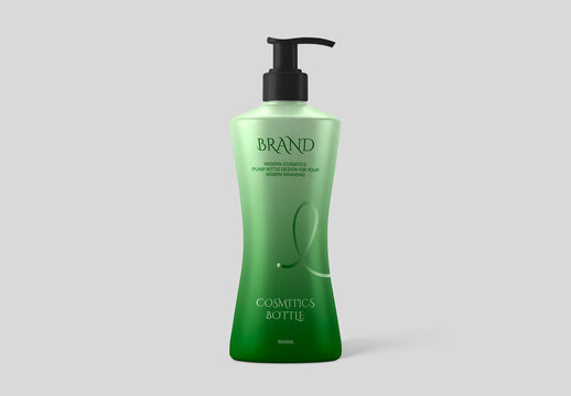 Cosmetic Pump Bottle Mockup on Gray Background
