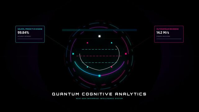 Quantum Cognitive Analytics Interface Display with Futuristic Neural Data Processing Visuals